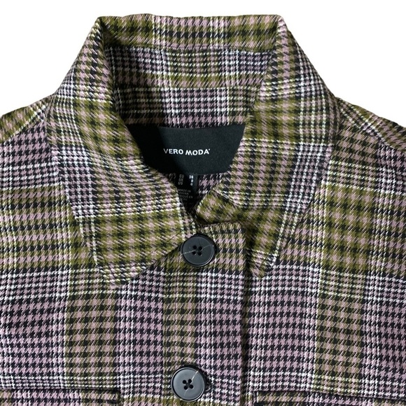 Very Moda Plaid NWT Black Brown Green Lavender Short Jacket Size 4 - Picture 4 of 9
